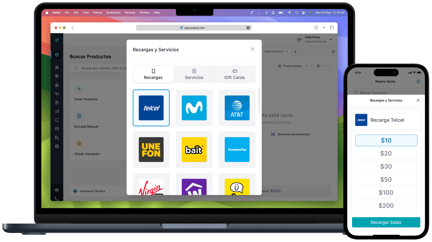 Pulpos Vende Recargas y Pagos de Servicios