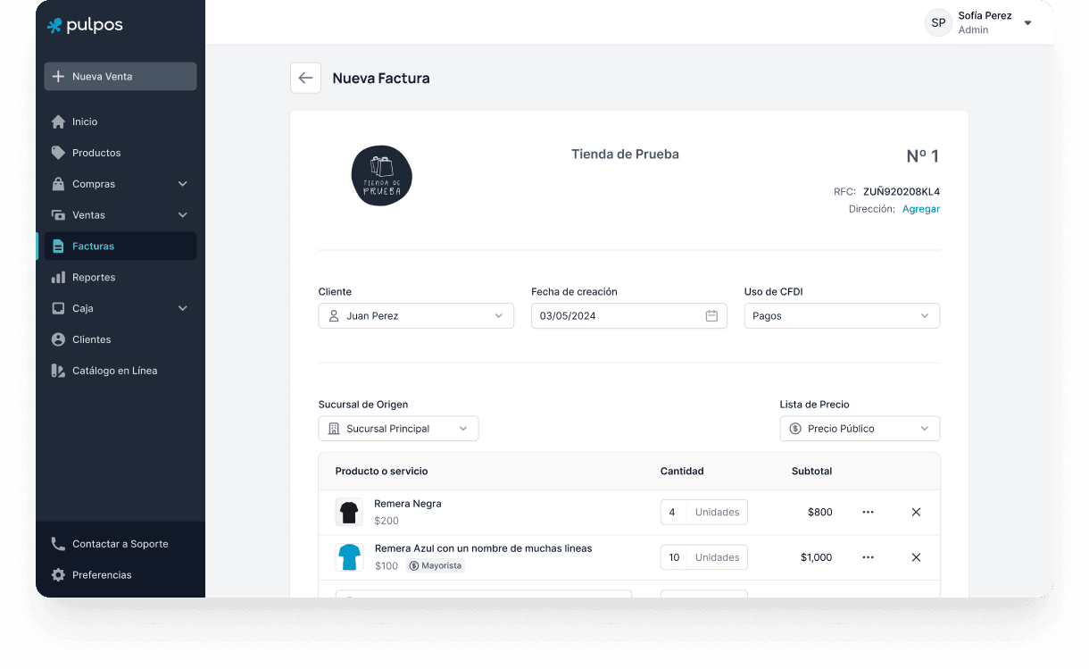 Factura de Forma Simple